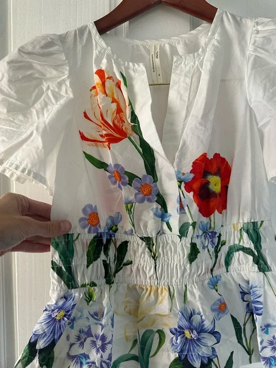 NWOT Anthropologie Floral Cotton Peplum Top - Picture 3 of 8